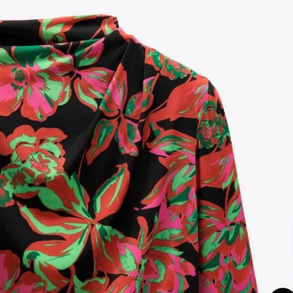 Zara floral draped mini dress - Picture 7 of 8